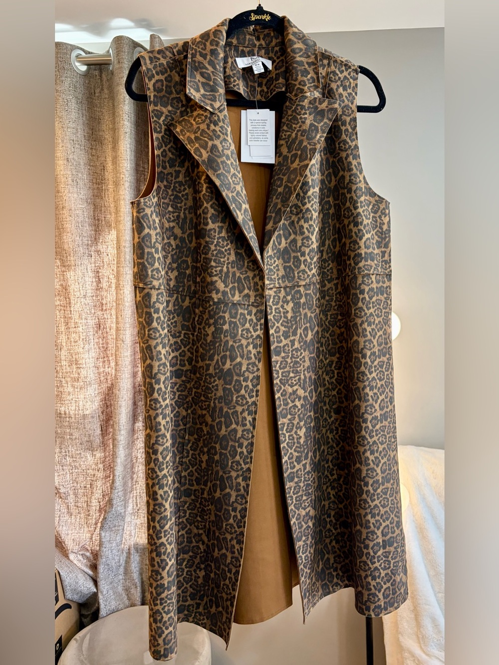 Magaschoni Brown Leopard-Print Sleeveless Long Vest